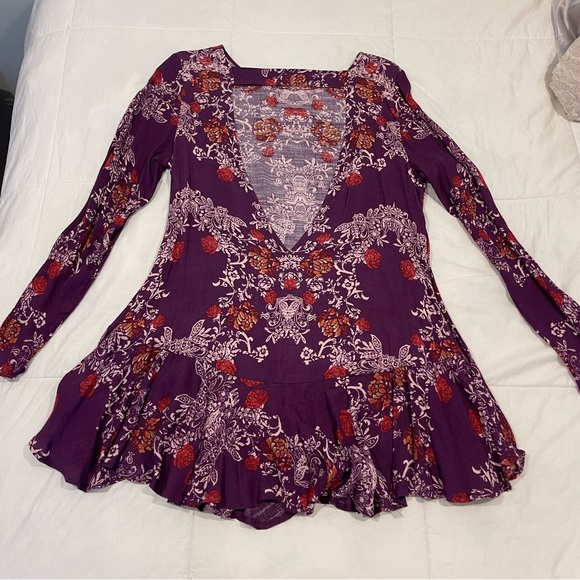 Free People Open Back Dress Long Sleeve - Picture 2 of 5